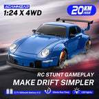RC Drift Car, 1:24 Remote Control Car for Kids, 20KM/H 4WD High Speed RC Cars with LED Lights, Two Batteries, Extra Drifting Tires, Vehicle for Adults Boys Girls, Blue
