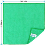 Green Microfiber Cleaning Cloth, 12 Pack Premium Microfiber Towels for Cars, Lint Free, Scratch-Free, Highly Absorbent, Reusable Cleaning Rags for Car, Household, Kitchen, Window,11.5"X11.5"
