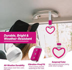 2 Pcs Heart Shaped Car Handle Strap – JD M Drift Charm Rear Bumper Warning Ring Decor for Car Interior Exterior, Subway Bus Handle Accessory, Cute Heart Car Decor Gift for Drivers (Hot Pink-Silver)