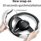 2Pc Carbon Fiber Steering Wheel Cover Universal Fit 99% Cars | Non-slip soft grip, easy to wipe clean, quick to install, perfect for daily commutes and road trips, White
