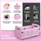 Trunk Organizer for Car - 70L Collapsible Car Storage with 11 Pockets & Reinforced Handles, SUV Trunk Organizers for Grocery Cargo(Pink)