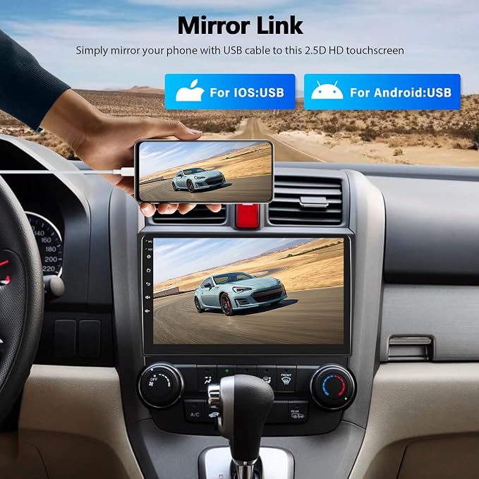 Car Stereo for Honda CRV 2007-2011 Car Radio,MP5 Player with Apple Carplay Android Auto Mirror Link, 9" Touch Screen Car Radio with Bluetooth Backup Camera FM SWC Dual USB Input