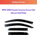 KPY Rain Guards Fit for 1995-2004 Toyota Tacoma Access Cab, Out-Channel Window Visors Vent Wind Deflectors 4PC, Truck Accessories for 95-04 Toyota Tacoma (Extended Cab Only)