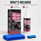 Car Interior Cleaner Spray Kit, Dashboard & Trim Detailer for Plastic, Vinyl, Rubber, Door Panels, Consoles & Finished Leather, Non-Greasy Auto Interior Cleaner with Towel & Sponge