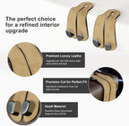 CoBak Purse Hook for Car - Universal Premium Stitched Leather and Aluminum-Magnesium Alloy Double Car Seat Back Storage Hook for Purses, Handbags, Bags (2 Pack),Linen