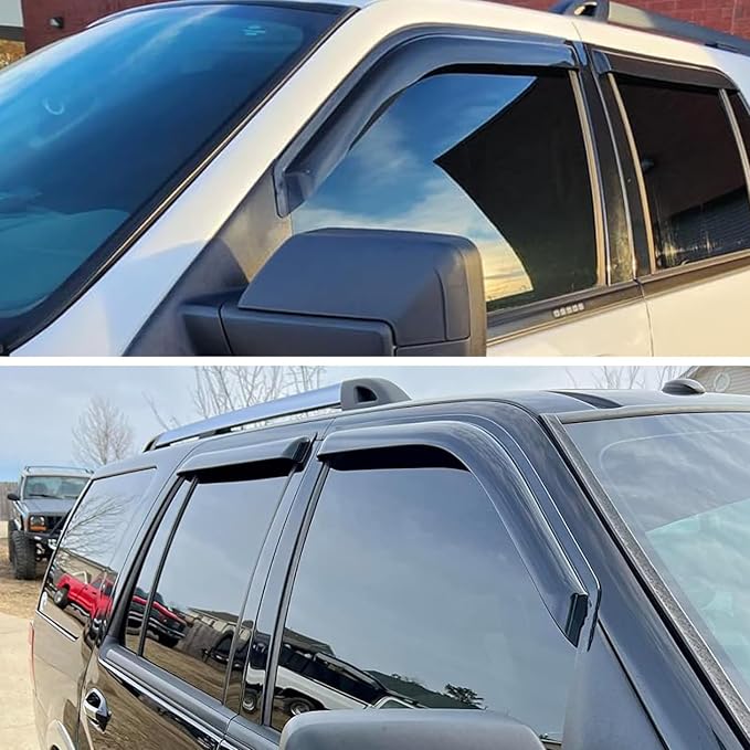 Rain Guards Window Visors Vent Deflectors for 1997-2017 Ford Expedition/1998-2017 Lincoln Navigator, Side Wind Deflectors Window Vent Guard Shade Sun Car Accessories 94233 4-Pieces Set