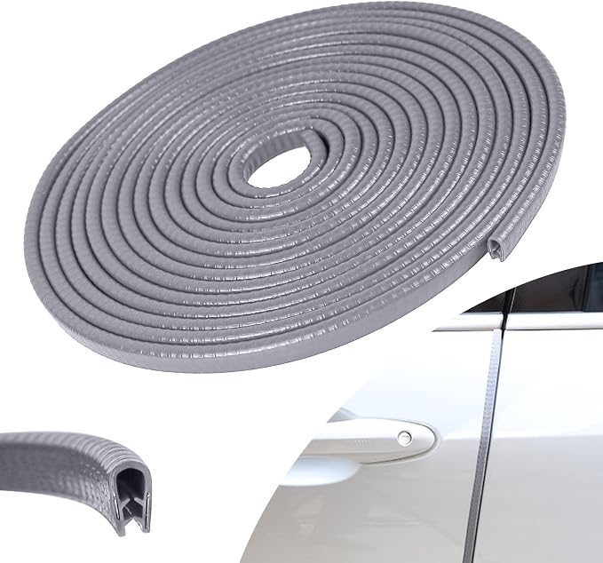 16.4Ft (5M) Car Door Edge Guards, Rubber U Shape Automotive Door Entry Guard Protector Strip, No Glue Required, Universal Vehicle Doors Edge Trim, Exterior Car Accessories (Gray, 16.4FT)