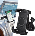 1 Pack Boat Phone Holder, Marine Cell Phone Holder No Sunshade, Black 360 Degree Adjustable Knob Crab Clamp, Smartphone Accessory for Boat Rail, Car, Cycling, Pontoon and Outdoor Use