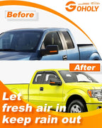 Extra-Thick Window Rain Guard for 2004-2014 Ford F150 Extended Cab/SuperCab Rain Guards Tape-on Side Truck Window Visors Low Profile Vent Visor Window Deflectors Vent Shades Car Accessories