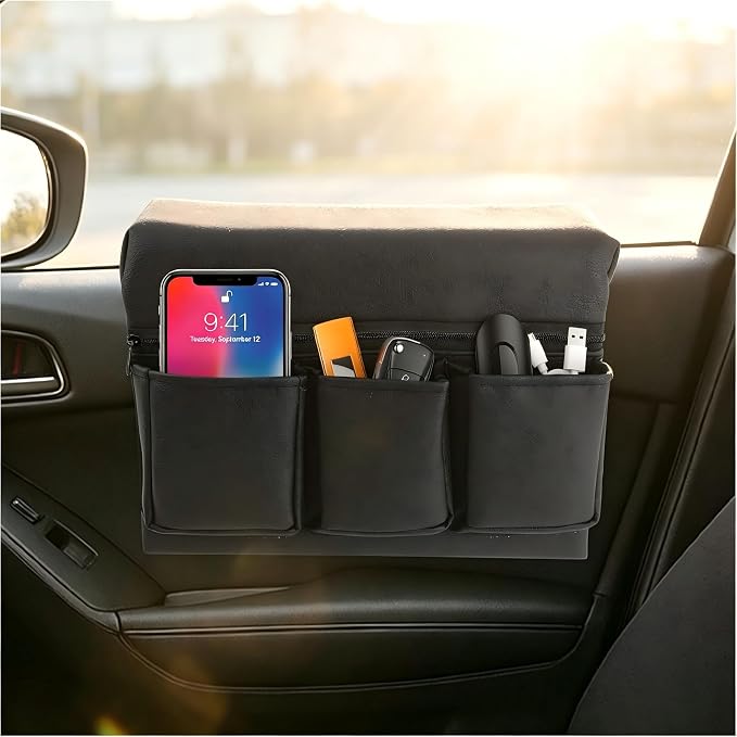 Car Armrest Storage Box for Window,Multi-functional Car Window Armrest Organizer with Storage Pocket for Phone/Tissue/Key,Universal Cars Door Organizer as Cars Elbow Rest Pad (Large)