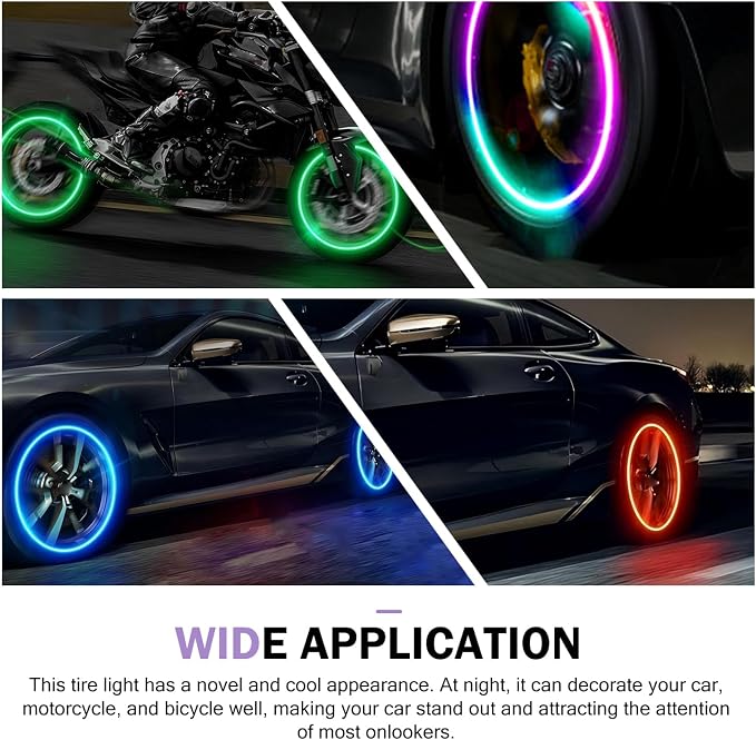 6 PCS LED Tire Valve Stem Cap Lights, 360 Degree Visibility Rotating Flash, Waterproof Wheel Lights for Trucks, Cars, SUVs (Multicolored)