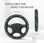 Sea Turtle 3-Pc Car Set : Steering Wheel Cover + 2 Cup Coasters | neoprene Non-Slip, Breathable Elasticity Universal Fit 14.5-15.6 Inch for Cars/Trucks/SUV - Car Interior Decoration