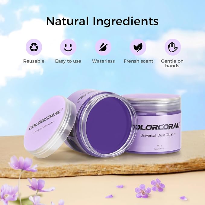 Cleaning Gel for Car Universal Gel Cleaner Auto Detailing Car Vent Keyboard Cleaning Putty Car Interior Cleaner Dashboard Dust Remover Putty Auto Duster Cleaning Kit 160G - Purple