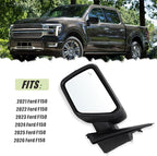 Left Driver Side Mirror Compatible With 2021-2026 Ford F150 With Manual Folding Power Glass Heated Blind Spot Turn Signal Light Matte Black Replace#ML3Z17683TA (9Pins)