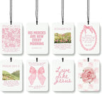 Pink Christian Car Air Freshener 8 Pcs, Coquette Pink Bow Floral Religious Hanging Air Freshener for Dorm Bedroom Apartment, Girly Christian Car Accessories Mirror Decor for Women Teen Girls
