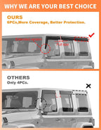 Low Profiles 6-PCS Extra-Thick Window Rain Guards Fit for Jeep Wrangler JL 2018-2026 4-Door,Rain Guards Window Deflectors Vent Visors Shades