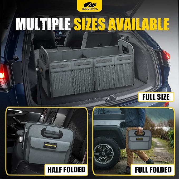 Car Trunk Organizer - 75L Collapsible Trunk Organizer with Reinforced Handles for Groceries, Trunk Storage Organizers for SUV Auto Truck Van with Non Slip Bottom (Gray)