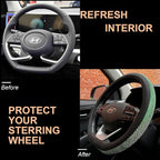D Shaped Bling Comfy Steering Wheel Cover with Jumbo Crystal Rhinestones, Anti-Slip Diamond Leather, Flat Bottom 14.5-15 Inch (Vivid Green)