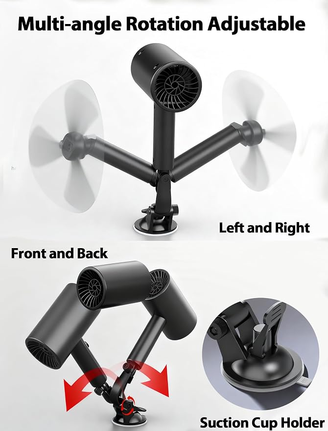 Portable Car Heater, 12V Fast Heating Defrost Defogger with Suction Holder,Defroster for Car Windshield With Handle,Plugs into Cigarette Lighter