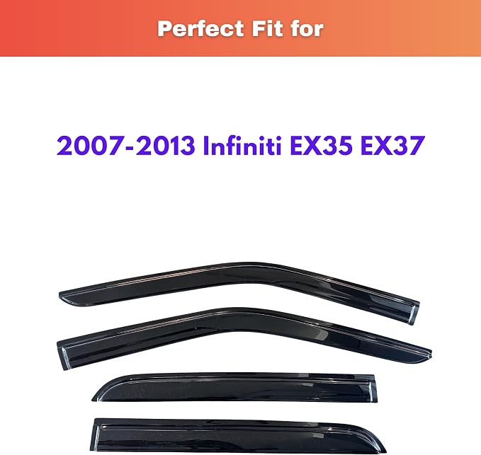 KPY Rain Guards Fit for 2007-2013 Infiniti EX35 EX37, Out-Channel Window Visors Vent Wind Deflectors 4PC, Car Accessories for 07-13 Infiniti EX35 EX37