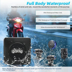 VSYSTO Dual 2K Motorcycle Dash Camera, 5G WiFi High Speed Video Download, Parking Monitoring, Starlight Night Vision Front and Rear Cameras, GPS, LED Light Wired Controller