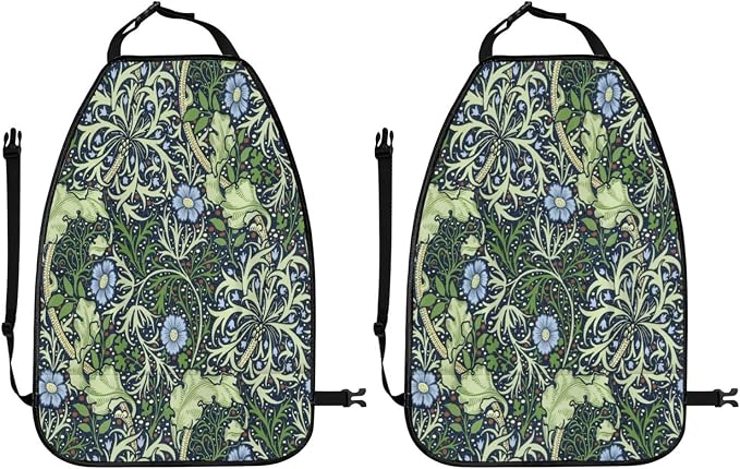 William Morris Classic Floral Car Seat Back Kick Protectors Kick Mats With Storage Pockets For Vehicles To Protect From Dirt Mud Scratches 2 Pack