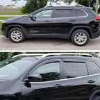 Extra Durable Outside-Mount Auto Vent Window Visor, Fits 2014-2023 Jeep Cherokee, UV Protection Rain Guard, Original Wind Deflector, No-Drill Easy Install, Dark Smoke, 4-Pcs