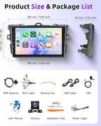 5Ghz WiFi Car Radio Stereo for Toyota Corolla 2009-2013 2+64G, 9" Touch Screen/Android 15/Wireless CarPlay/Android Auto/DSP EQ/GPS/Bluetooth/FM/RDS/SWC/HD Backup Camera