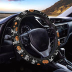 Universal Fit Car Steering Wheel Cover Stretch-on Comfortable Grip | Funny Skull Pumpkin Print, Sweat Absorption Comfort Grip for Driver Women Men, Halloween Decor