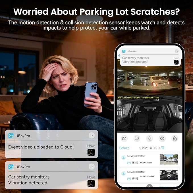 4G LTE Dash Cam with Live-Streaming, Anti-Theft Car Security Camera, Instant Alert via App, Cloud & SD Storage, 2K+1080P Front Inside, No Screen, IR Night Vision, 24/7 Parking Mode, GPS, OBD