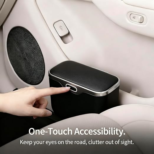 Car Trash Can with Lid - Leakproof Mini Garbage Bin for Door or Seatback,Premium ABS Auto Organizer,Space-Saving Car Garbage Can for Commuters,Families and Pet Owners,Fit for SUV,Sedan,Truck (Black)