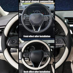 Steering Wheel Cover Universal Standard Size 14.5-15 inch, Non-Folding Packaging, Microfiber Leather, Anti-Slip, Soft Grip, Fits Most Cars SUVs Trucks, Black and Light Creamy White