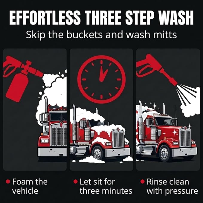 Pro 50 Touchless One Step Car Wash Detergent Soap Concentrate No Brushing, Commercial Grade Professional Auto Foam Cleaner Also Great for Trucks & Tractors