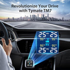 TM7 Tire Pressure Monitoring System, Wireless TPMS with 4 External Sensors & 6 Alarm Modes, Colorful Display, Real-time Tire Pressure Monitor System, Ideal for RV SUV MPV Truck Sedan(0-144 PSI)