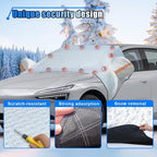 Car Windshield Snow Cover, Waterproof Car Windshield Frost Cover with Side Mirrors Protector, Windproof Winter Cover for Ice and Snow with Magnetic Edge for Car, SUV, RV and Truck
