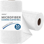 55 Pack Microfiber Cleaning Cloth Roll, Tear Away Reusable Towels, 11" X 9", Ultra Absorbent & Lint Free Cloth for Cars, Kitchen, Window, Home and Shop, White