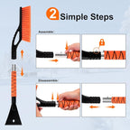 27" Heavy Duty Snow Brush and Ice Scraper | Scratch-Free Bristle Head & Detachable Scraper with Aluminum Body and Ergonomic Grip | Snow Removal Winter Car Accessories