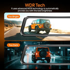 3 Channel Mirror Dash Camera for Cars,9.66" Triple Rear View Mirror with Front 4K/3K, Inside and Rear 1080P with WiFi, G-Sensor, Night Vision, Reverse Assist, Parking Monitoring (Include 64GB Card)