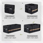 Car Trunk Organizer with Lid,Collapsible Car Storage Organizer with Multi Compartments and Securing Straps for SUV,Sedan,Jeep-Black