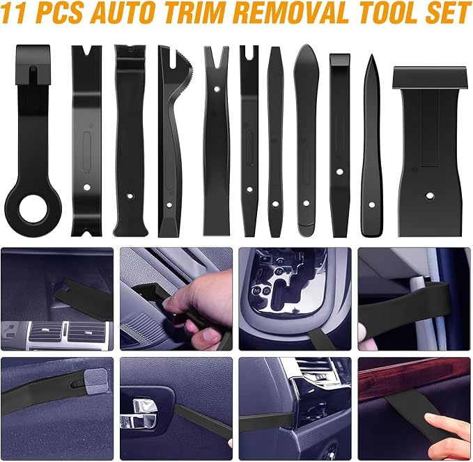 330Pcs Trim Removal Tool, Auto Push Pin Bumper Retainer Clip Set Fastener Terminal Remover Tool Adhesive Cable Clips Kit Car Panel Radio Removal Auto Clip Pliers, Black