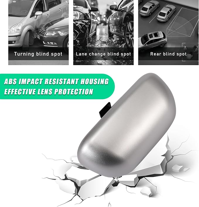 360 Rotation Convex Wide Angle Blind Spot Mirror, Auxiliary Rearview, Auto Snap Clip On Side Mirror - Universal for Car, Truck, SUV (Silver)