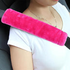 Soft Faux Fur Universal Fit Seatbelt Cover Car Truck SUV Airplane Seat Belt Shoulder Pad for Carmera Backpack Straps Neck Cushion Protector 2 Pack 10.5in Rose Red