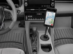 CupFone with Extension – Adjustable, Universal Cup Holder Cell Phone Mount Car & Truck Accessory – Best Design for iPhone & Smartphone Charging – Black Plastic Knobs