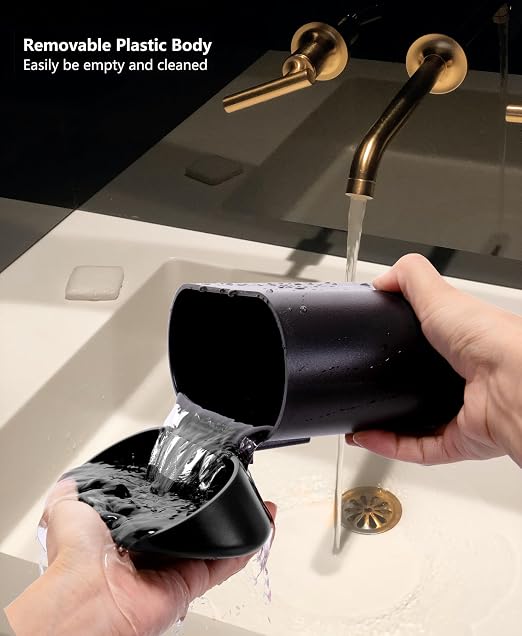 Mini Car Trash Can with Lid, Small Car Garbage Can, Cute Leakproof ABS Car Trash Bin, Car Accessories for Interior, Garbage Bin for Car, Home, Office with 60pcs Trash Bags Black