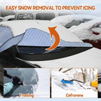 Windshield Window Snow Cover with 2 Hooks and 2 Mirror Covers Ice and Snow Front Window Sunshade Cover Fit for SUVs, Trucks, Cars (White-Sedans)