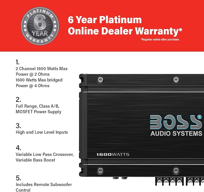 OX4.400 4 Channel Class A/B Car Amplifier – 1600 High Output, Low/High Level Inputs, Low Pass Crossover, Add Bass to Your Subwoofer