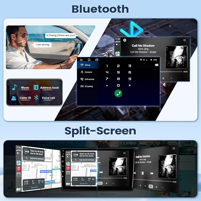 8 Core 4+64G Car Stereo for Honda CRV 2007-2011 Radio with Wireless Carplay Android Auto, 9'' Touchscreen for Honda CRV GPS Navigation Bluetooth WiFi Rear Camera FM Mirrorlink Split Screen SWC