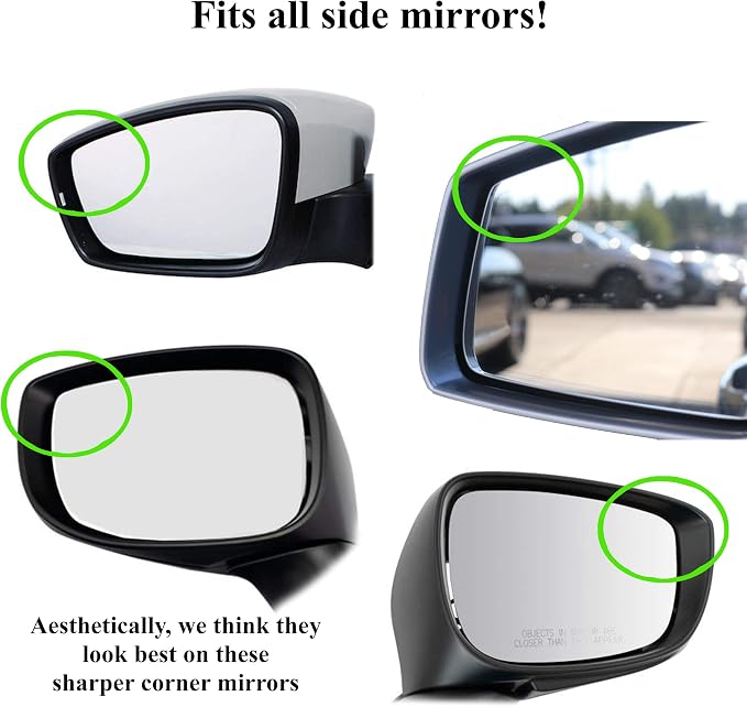 "Rhombus 4000" Car Blind Spot Mirror by Safe View Company - Change Lanes w Confidence, Frameless HD Convex Glass, Seamlessly Contours to Rear View Side Mirrors, Peel & Stick (2Pack)
