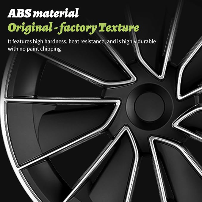 for Tesla Wheel Cover 19 inch, for Tesla Model Y(2020-2024) Wheel Covers, Wheel Cover Silver Black Knife Style 4PCS Hubcaps 19inch Rim Full Cover Hubcaps Decoration Accessories