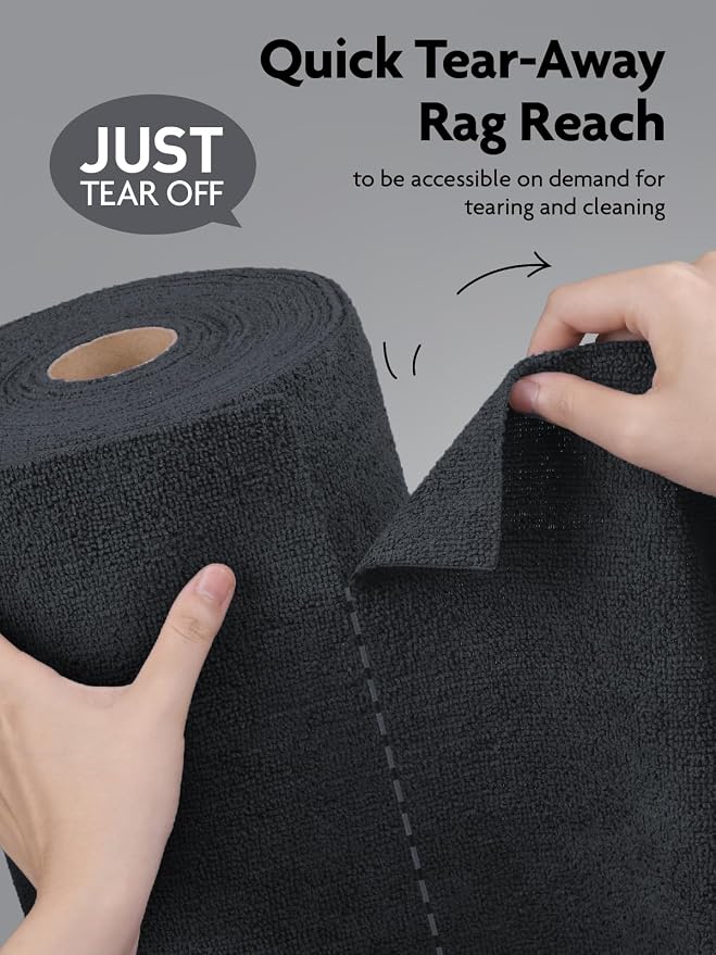 Microfiber Cleaning Cloth Roll- 75 Sheets, 12" x 12"(Dimgrey) | Super Absorbent, Lint-free, Tear-away Microfiber Towel Roll, for All-Purpose Cleaning, Reusable Alternative to Paper Towels